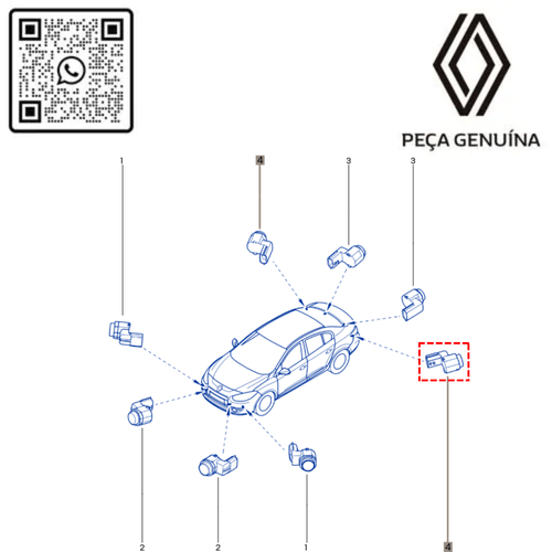 RN 20753R 284420753R SENSOR DE ESTACIONAMENTO PARACHOQUE TRAS. DIR-ESQ FLUENCE -4-